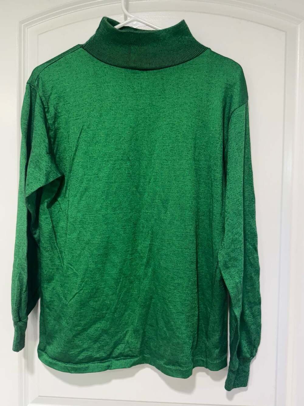 Vintage Emerald Green Black Turtleneck Sweater Retro Minimalist Mod Women’s L